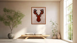 Close up of genuine leather deer head wall art detail - The Mage Home