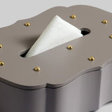 Vintage leather tissue box open top view - The Mage Home
