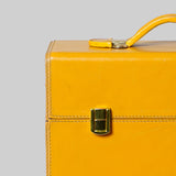 Vibrant yellow leather mini bar front view India - The Mage Home