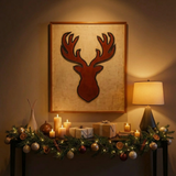 Deer contour leather wall frame minimalist design beige and brown - The Mage Home