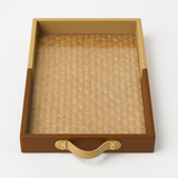 The Dual Tone leather tray, handcrafted home decor India - The Mage Home
