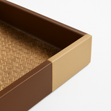 The Dual Tone leather tray, handcrafted home decor India - The Mage Home