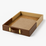 The Dual Tone leather tray, handcrafted home decor India - The Mage Home