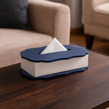 The Blue Silhouette Tissue Box blue leather silhouette tissue holder India - The Mage Home