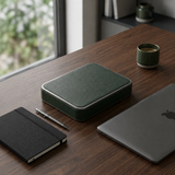 Leather A4 paper tray, handcrafted desk organiser India - The Mage Home