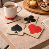 Ace of Spades Coasters set of 4 playing card leather coasters India - The Mage Home