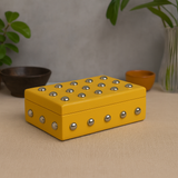 The Zest Box vibrant yellow leather storage box India - The Mage Home