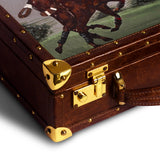 Polo scene watch box lid close up artisan hand painted leather - The Mage Home