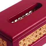 Natural rattan tissue box front view India - The Mage Home