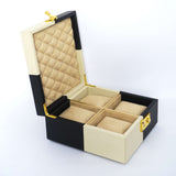 Black white leather yin yang watch box open interior - The Mage Home
