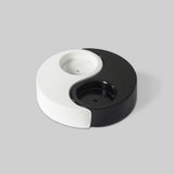 Yin yang leather candle holder close up detail India - The Mage Home