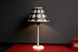 Minimalist green leather table lamp handcrafted India - The Mage Home