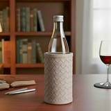 Quin Bottle Holder White white leather wine bottle holder India - The Mage Home