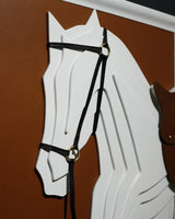 Brown white 3D horse leather wall sculpture handcrafted India - The Mage Home