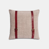 Buckle leather strap cushion close up metal detail handcrafted - The Mage Home