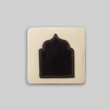 Jharokha coasters close up arch pattern leather detail - The Mage Home