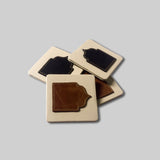 Heritage Jharokha leather coasters stacked view India - The Mage Home