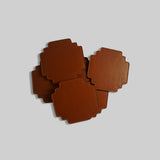 Set of 4 gaming leather coasters stacked view India The Mage Home
