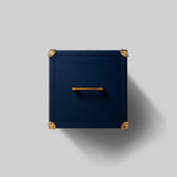 Leather jewellery box brass detail suede lining close up - The Mage Home