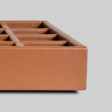 Leather jewellery organiser tray close up premium finish detail - The Mage Home