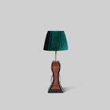 Maharaja horse lamp wood and leather 26cm diameter 54cm height - The Mage Home