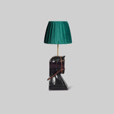 Horse table lamp pleated fabric shade warm ambient glow - The Mage Home