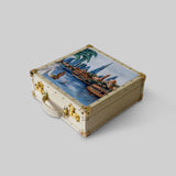 Luxury leather watch box hand painted arabesque design 31x31x11cm - The Mage Home