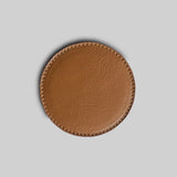 Round leather coasters, set of 4 handcrafted India - The Mage Home