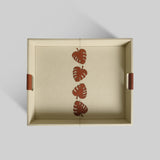 Premium brown botanical leather tray India The Mage Home