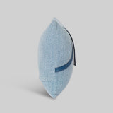 Aqua leather cushion, handcrafted home decor India - The Mage Home