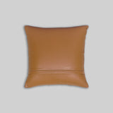 Trellis pattern leather cushion, handcrafted home decor India - The Mage Home