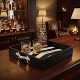 Vogue leather tray, handcrafted home decor India - The Mage Home
