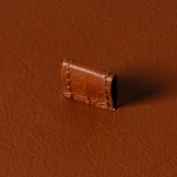 Small leather candle holder top view India - The Mage Home