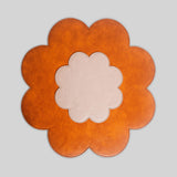Floral leather table mat close up embossed detail India - The Mage Home