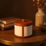 Leather Candle Holder small genuine leather cylindrical candle holder India - The Mage Home