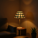Enlighten Table Lamp genuine leather shade green and white warm glow - The Mage Home