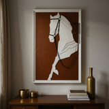 3D Horse Wall Art genuine leather brown white 77x104cm handcrafted India - The Mage Home