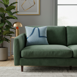 Aqua leather cushion, handcrafted home decor India - The Mage Home