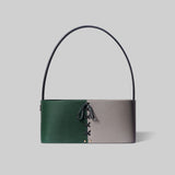 Green hide basket front view natural material India - The Mage Home