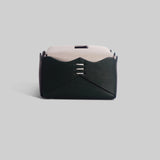 Green white leather tissue box side view India - The Mage Home