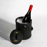 Leather ice bucket top view open ready for use - The Mage Home