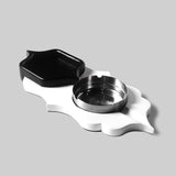 Jharokha leather ashtray top view open detail handcrafted - The Mage Home