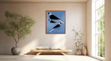 Leather bird wall art 64x77cm on wall in luxury home - The Mage Home