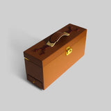 Briefcase bar open showing bottle and glass accessories - The Mage Home