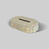 Terrazzo leather tissue box displayed on desk coffee table - The Mage Home