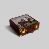 Polo watch box 9 suede lined compartments brass nail edging - The Mage Home