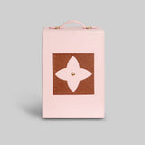 Pink leather bar cabinet close up finish detail The Mage Home