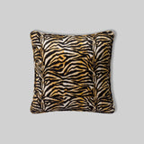Tiger Line leather cushion, handcrafted home decor India - The Mage Home