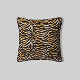 Tiger Line leather cushion, handcrafted home decor India - The Mage Home