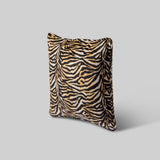 Tiger Line leather cushion, handcrafted home decor India - The Mage Home